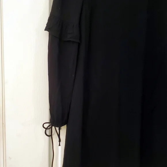 Sugar Lips Black lined long sleeve Tunic Dress with ties on sleeves S - Picture 3 of 8